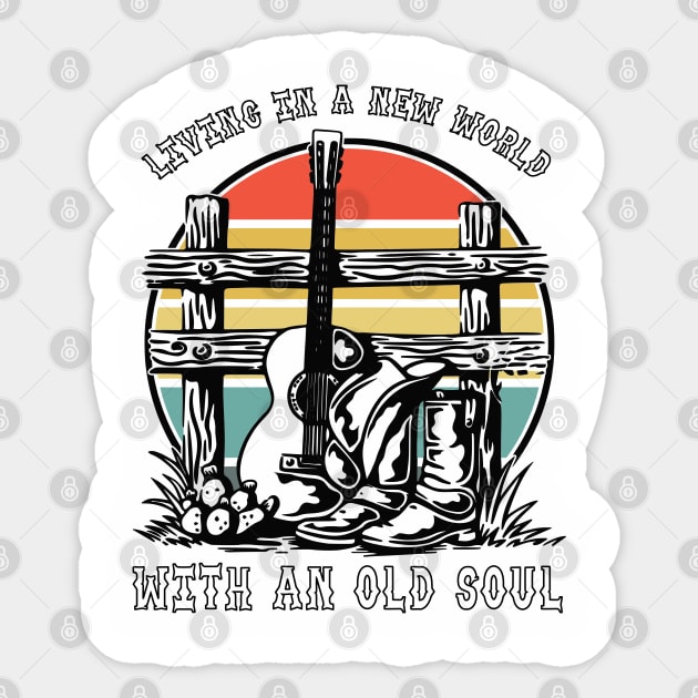 Living In New World With An Old Soul Sticker by AssoDesign